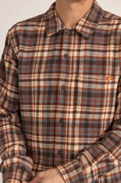 Rhythm Woven Shirts*Albert Check LS Shirt Almond