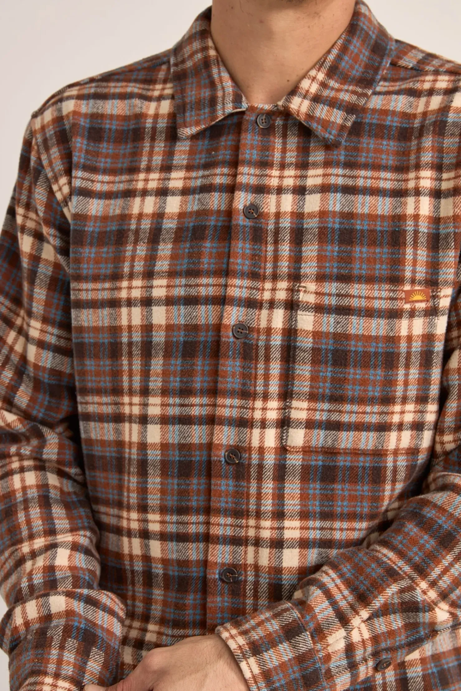 Rhythm Woven Shirts*Albert Check LS Shirt Almond