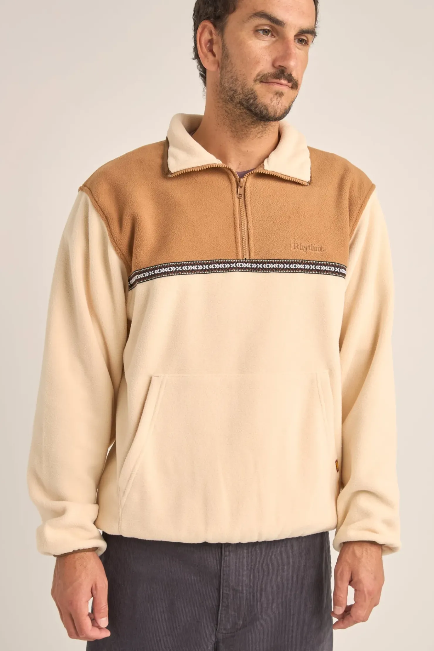 Rhythm Fleece*Alder Half Zip Pull Over Latte