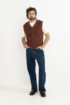 Rhythm Fleece*Assembly Fisherman Knit Vest Brown