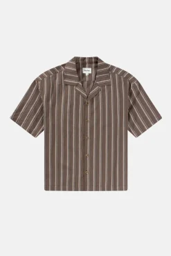 Rhythm Woven Shirts*Baja Relaxed Stripe Ss Shirt Cafe