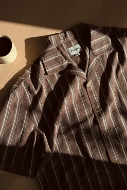 Rhythm Woven Shirts*Baja Relaxed Stripe Ss Shirt Cafe