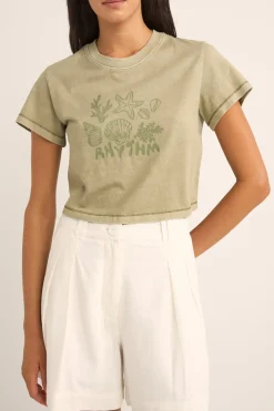 Rhythm T-shirts*Beachcomber Crop Crew Tee Ivy