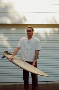 Rhythm Woven Shirts*Benny Relaxed Stripe Ss Shirt Cream