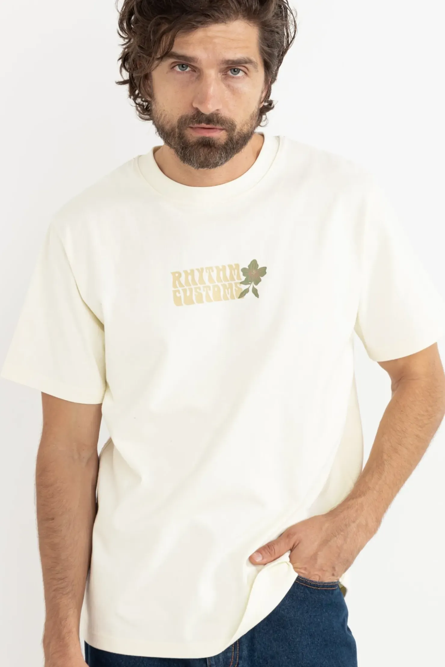 Rhythm T-shirts*Blossom Vintage Ss T-Shirt Ecru