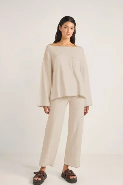 Rhythm Pants*Bondi Knit Straight Leg Pant Natural
