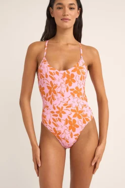 Rhythm One Piece Swim*Bora Bora Floral Cross Back One Piece Pink