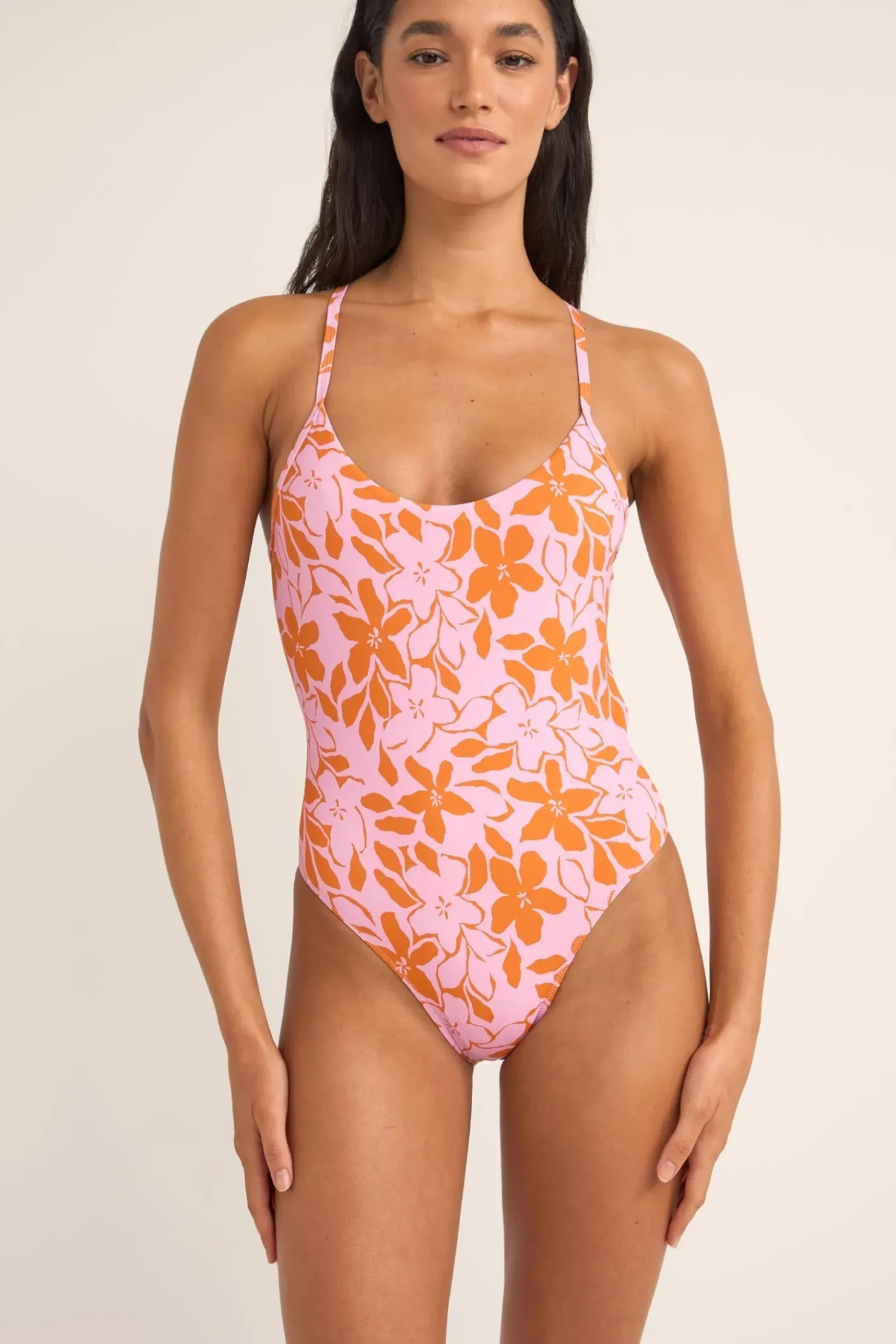 Rhythm One Piece Swim*Bora Bora Floral Cross Back One Piece Pink
