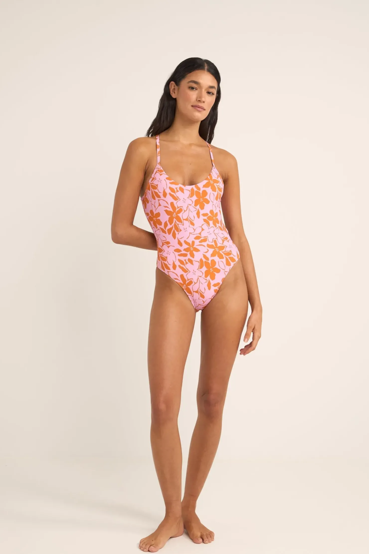 Rhythm One Piece Swim*Bora Bora Floral Cross Back One Piece Pink