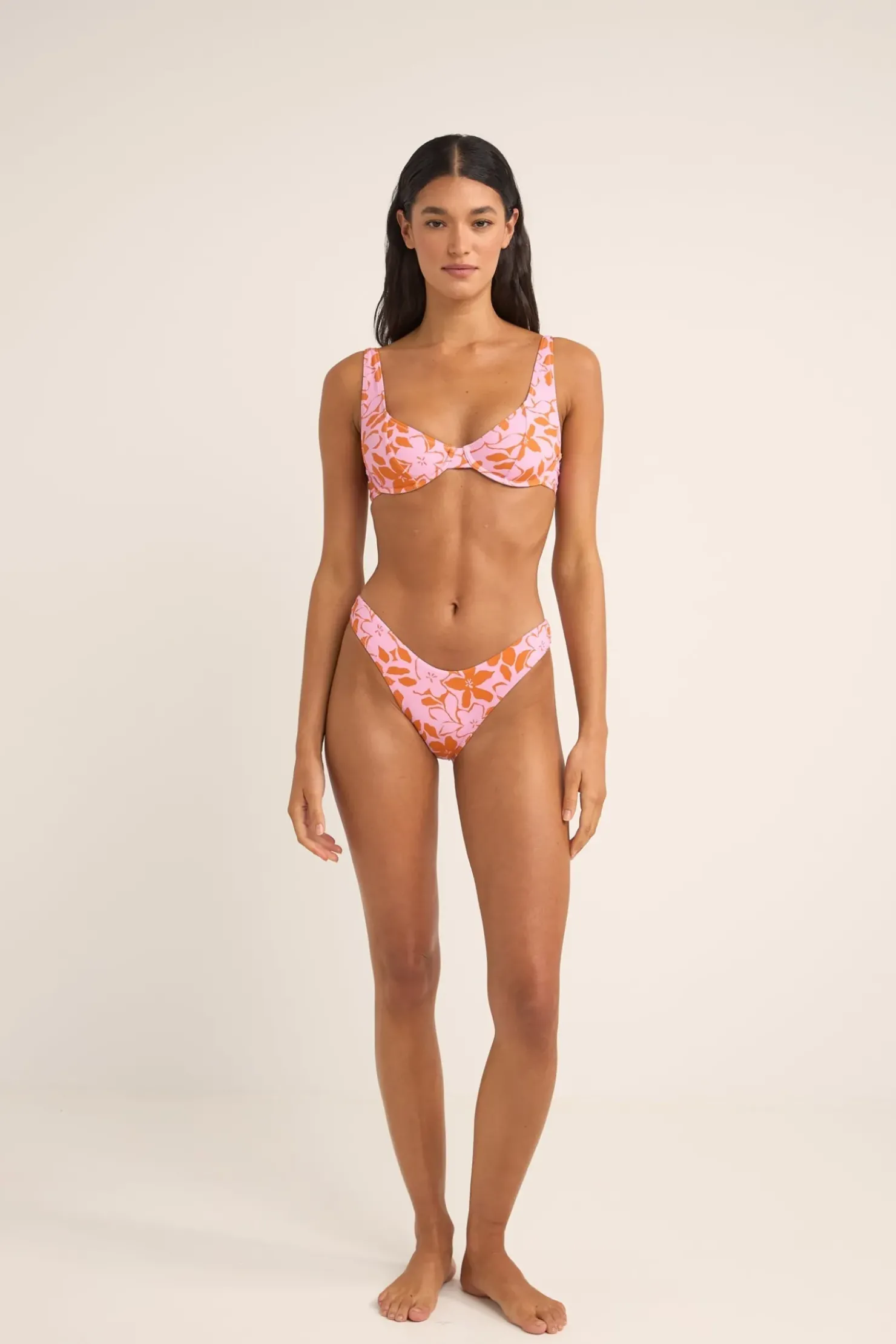 Rhythm Swim Bottoms*Bora Bora Floral Hi Cut Pant Pink
