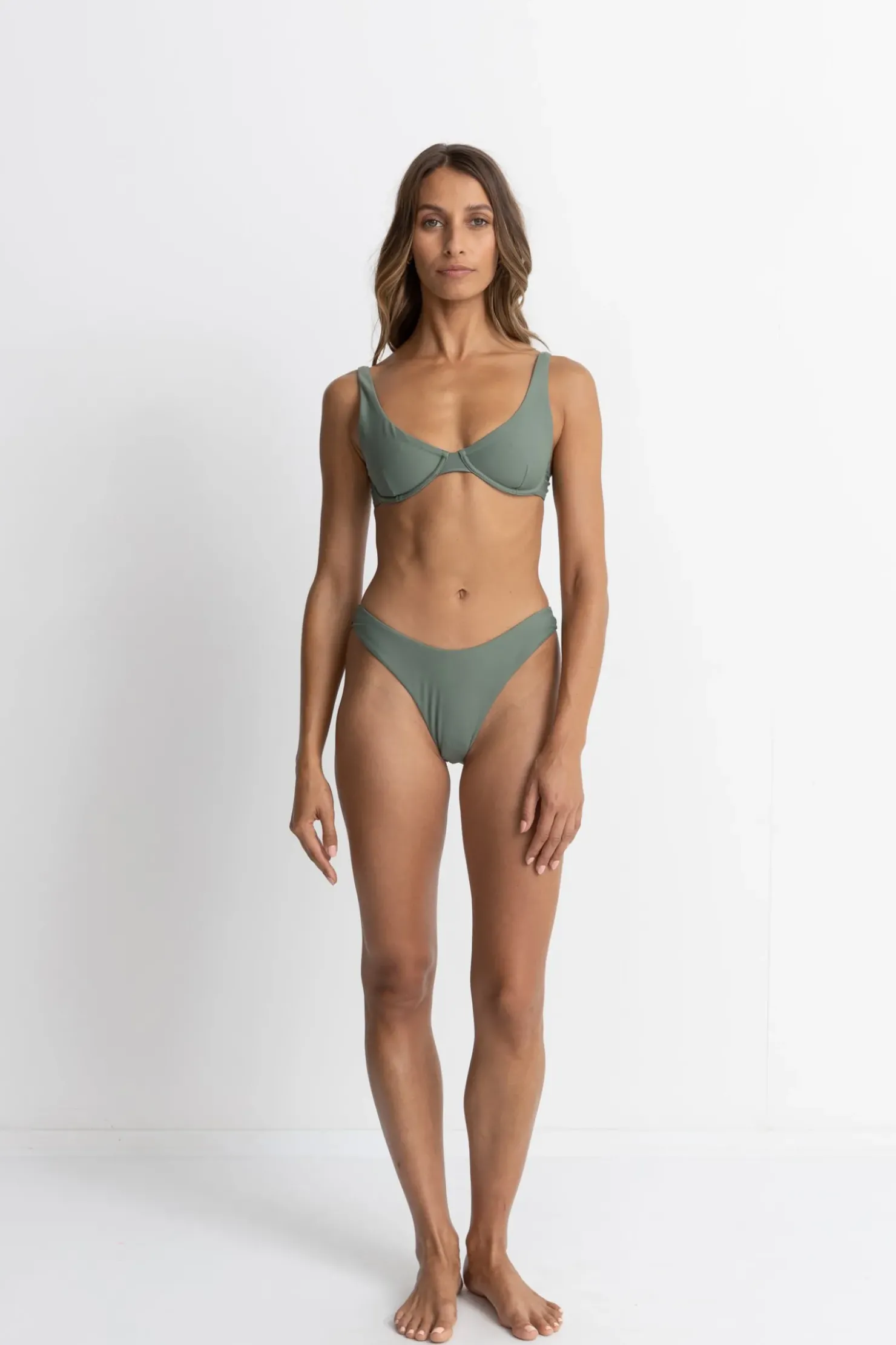Rhythm Swim Bottoms*Classic Hi Cut Pant Olive