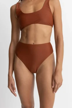 Rhythm Swim Bottoms*Classic Hi Waist Pant Rust