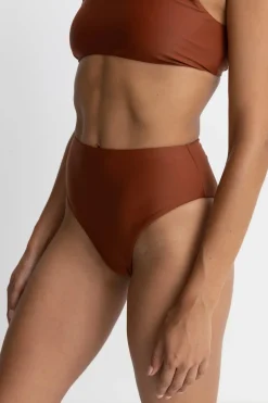 Rhythm Swim Bottoms*Classic Hi Waist Pant Rust