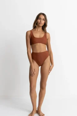 Rhythm Swim Bottoms*Classic Hi Waist Pant Rust