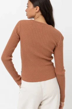 Rhythm Fashion Tops*Classic Knit Long Sleeve Top Cinnamon