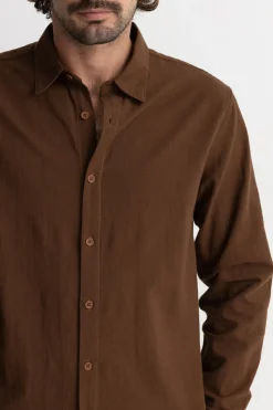 Rhythm Woven Shirts*Classic Linen Ls Shirt Chocolate