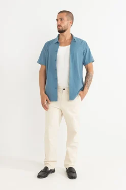 Rhythm Woven Shirts*Classic Linen Ss Shirt Mineral Blue MineralBlue