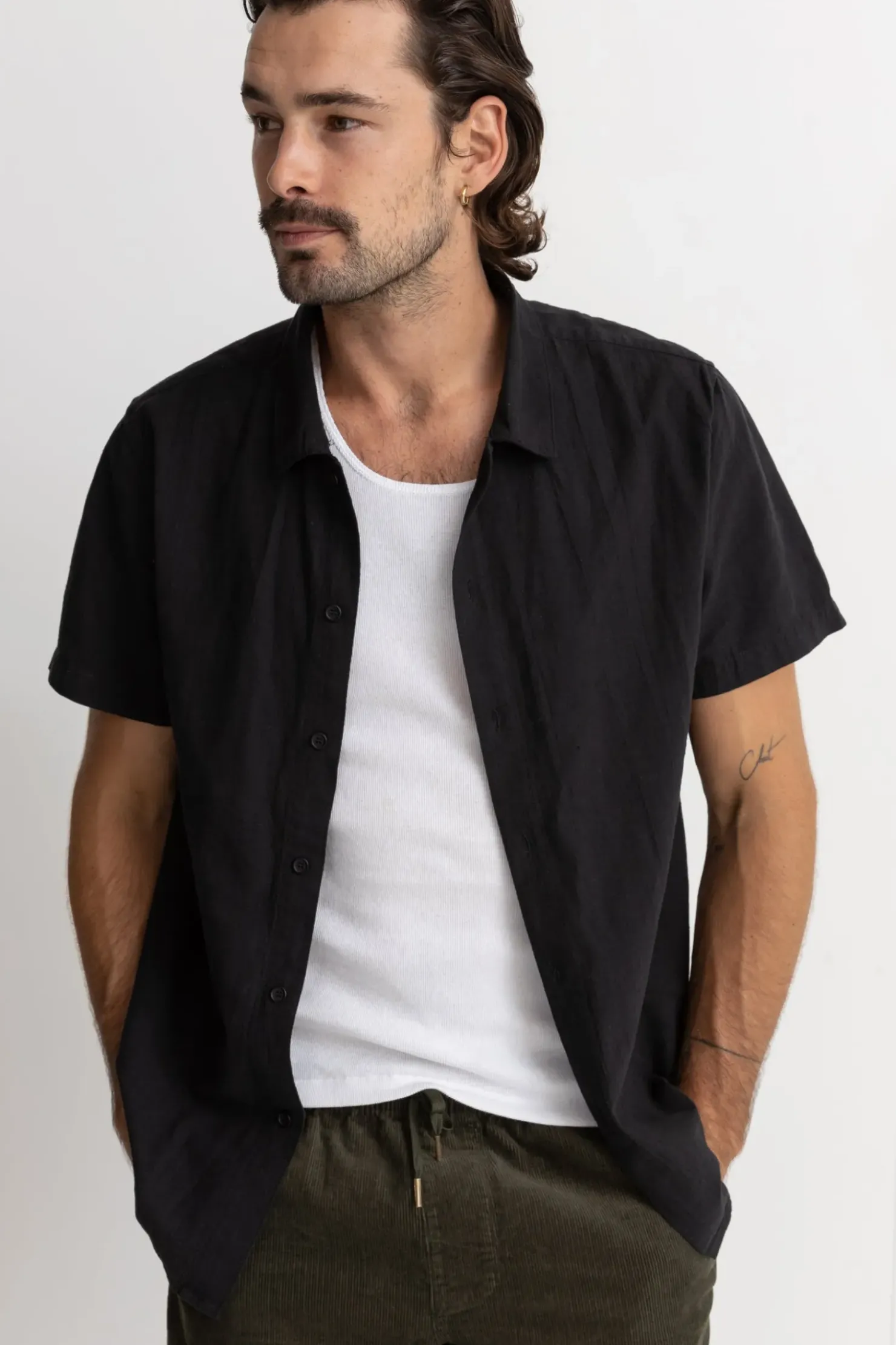 Rhythm Woven Shirts*Classic Linen Ss Shirt Vintage Black VintageBlack
