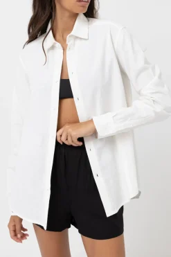 Rhythm Fashion Tops*Classic Long Sleeve Shirt White