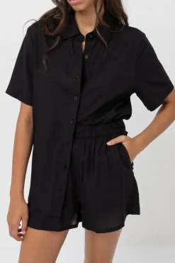 Rhythm Fashion Tops*Classic Lounge Shirt Black