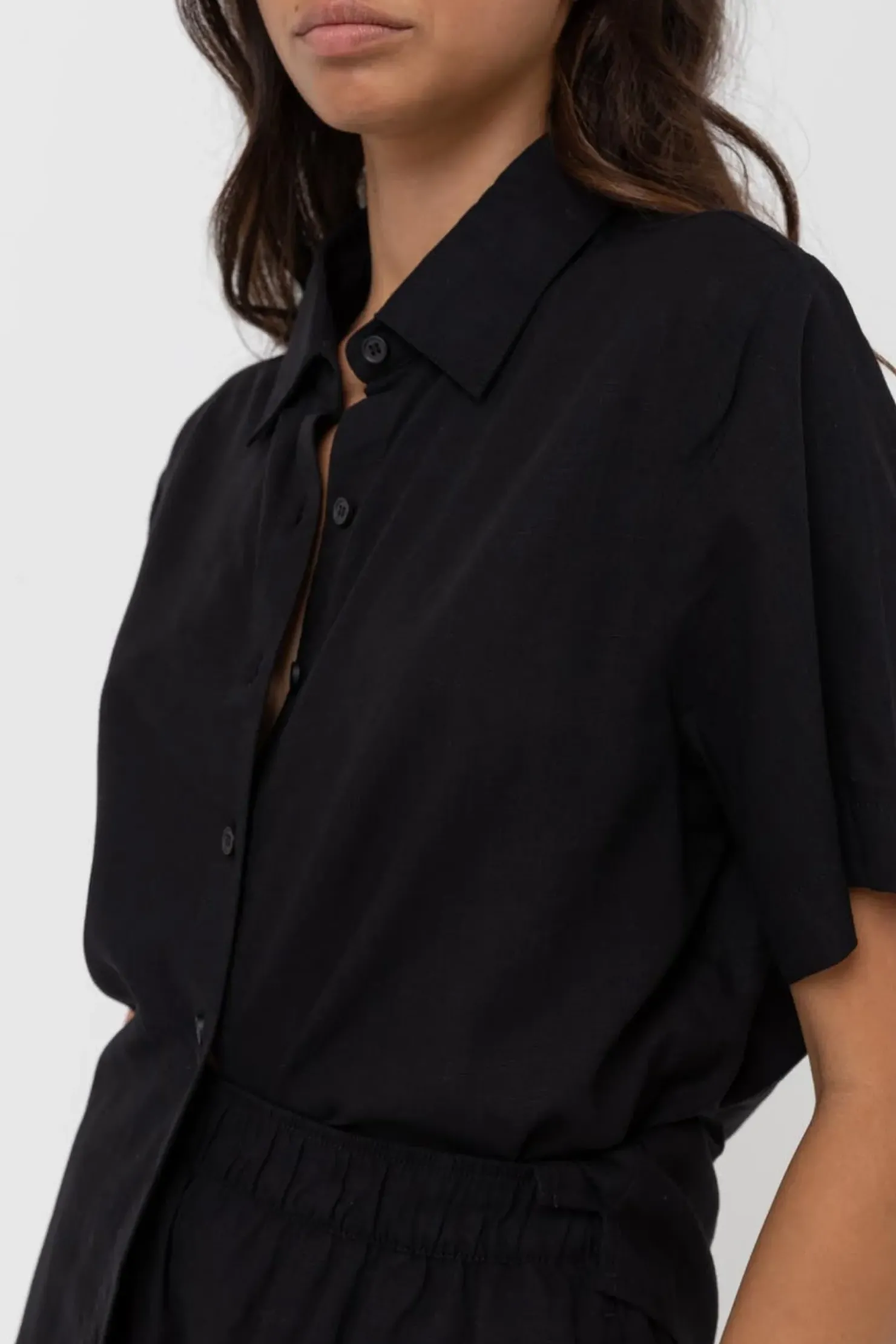 Rhythm Fashion Tops*Classic Lounge Shirt Black