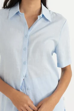 Rhythm Fashion Tops*Classic Lounge Shirt Blue