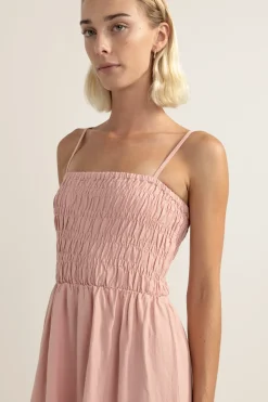 Rhythm Dresses*Classic Shirred Midi Dress Rose