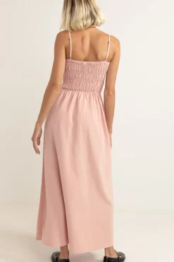 Rhythm Dresses*Classic Shirred Midi Dress Rose