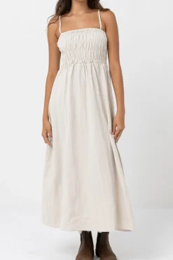 Rhythm Dresses*Classic Shirred Midi Dress Oat