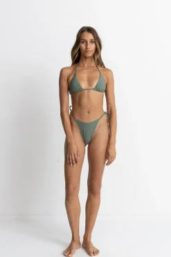 Rhythm Swim Bottoms*Classic Tie Side Hi Cut Pant Olive