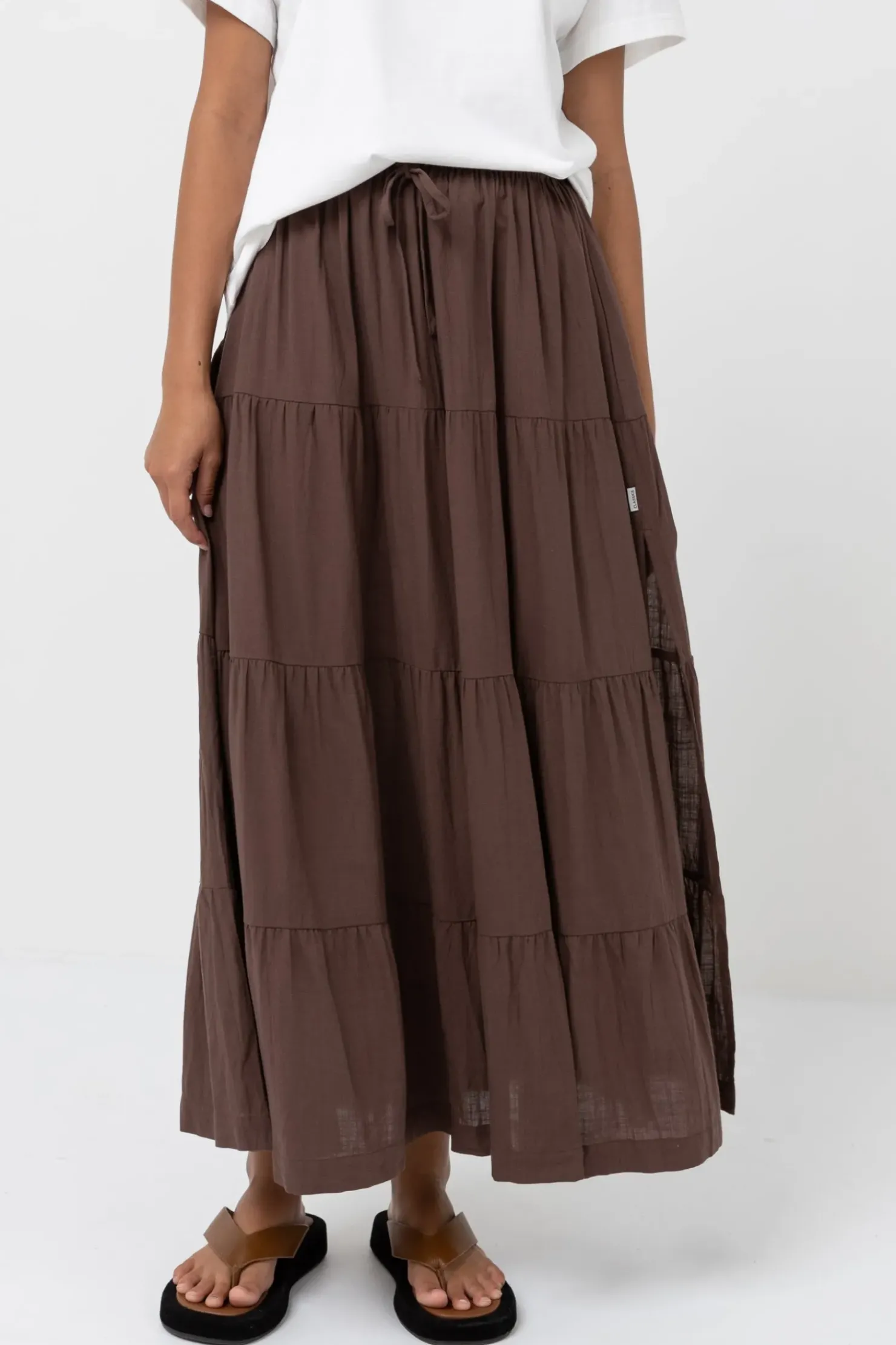 Rhythm Skirts*Classic Tiered Maxi Skirt Chocolate