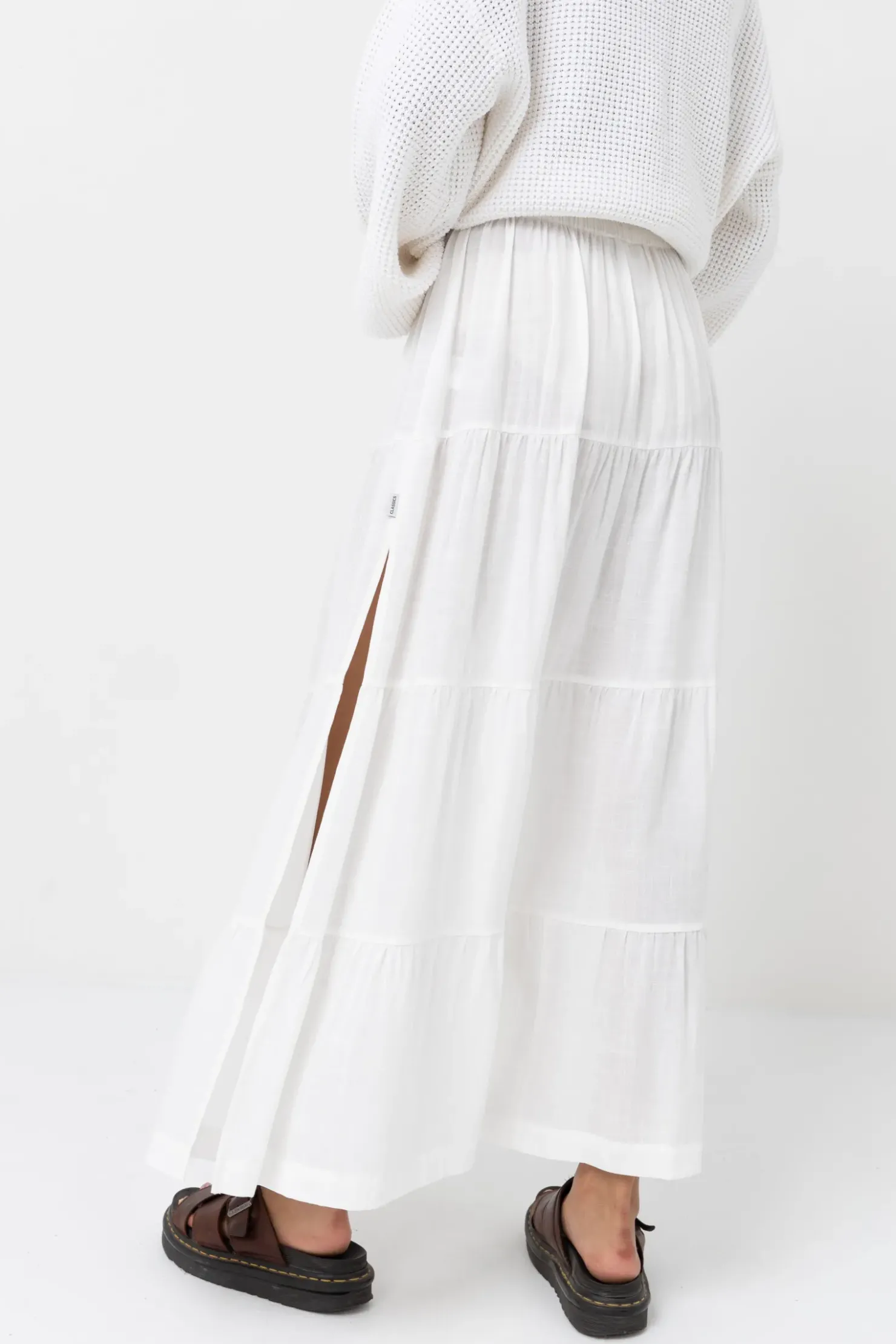 Rhythm Overswim|Skirts*Classic Tiered Maxi Skirt White
