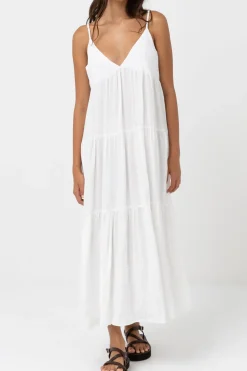 Rhythm Dresses*Classic Tiered Midi Dress White