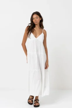 Rhythm Dresses*Classic Tiered Midi Dress White
