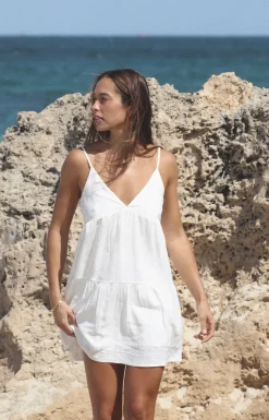 Rhythm Dresses*Classic Tiered Mini Dress White