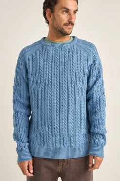 Rhythm Knits*Doheny Pointelle Crew Knit   Slate