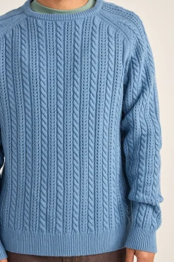 Rhythm Knits*Doheny Pointelle Crew Knit   Slate