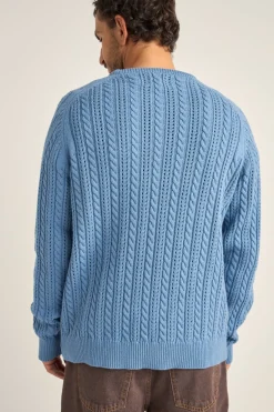Rhythm Knits*Doheny Pointelle Crew Knit   Slate