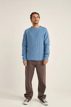 Rhythm Knits*Doheny Pointelle Crew Knit   Slate