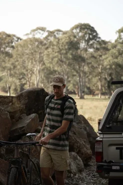 Rhythm T-shirts*Echo Stripe Ss T-Shirt Natural