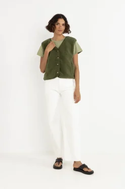 Rhythm Fleece*Ella Sherpa Vest Olive