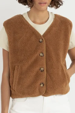 Rhythm Fleece*Ella Sherpa Vest Tobacco