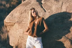 Rhythm Fleece*Ella Sherpa Vest Tobacco