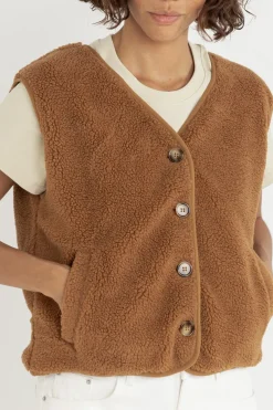 Rhythm Fleece*Ella Sherpa Vest Tobacco