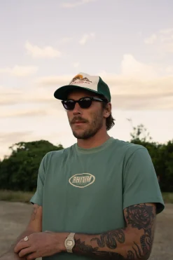 Rhythm T-shirts*Elliptic Printed Vintage Ss T-Shirt Vintage Green VintageGreen