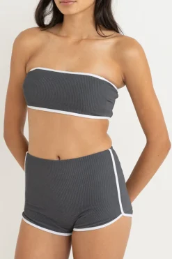 Rhythm Swim Tops*Essential Rib Contrast Bandeau Top Graphite
