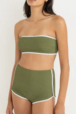 Rhythm Swim Tops*Essential Rib Contrast Bandeau Top Olive