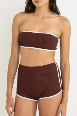 Rhythm Swim Tops*Essential Rib Contrast Bandeau Top Cafe