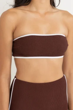 Rhythm Swim Tops*Essential Rib Contrast Bandeau Top Cafe