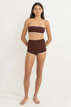 Rhythm Swim Tops*Essential Rib Contrast Bandeau Top Cafe